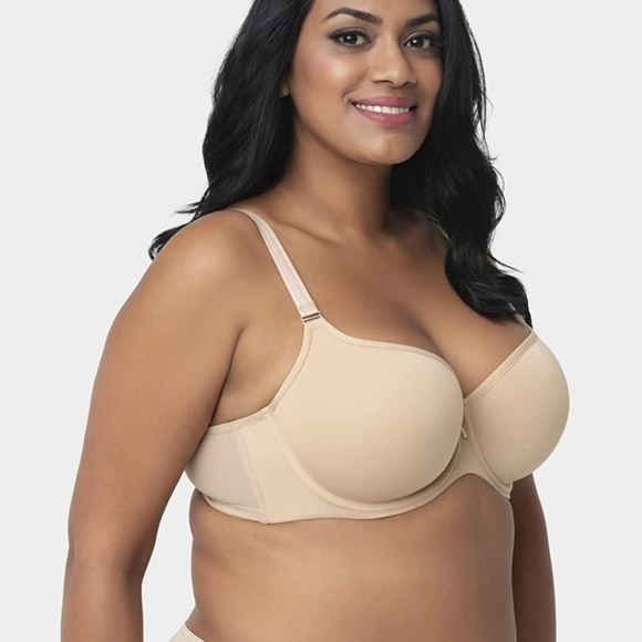 Curvy Couture Womens Tulip Smooth T-Shirt Bra Bra nude 34G - Picture 2 of 7
